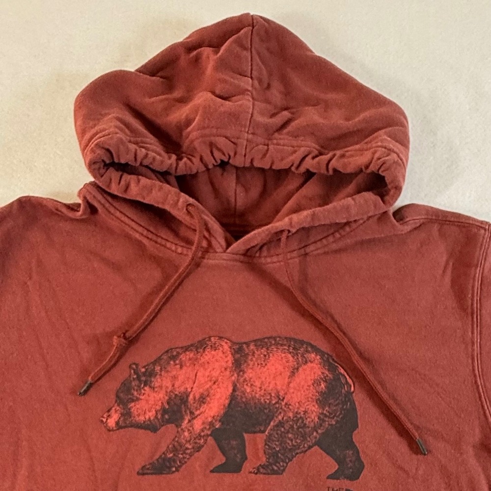 The North Face Hoodie Mens XL Graphic Bear Pullover Sweatshirt Rust Red